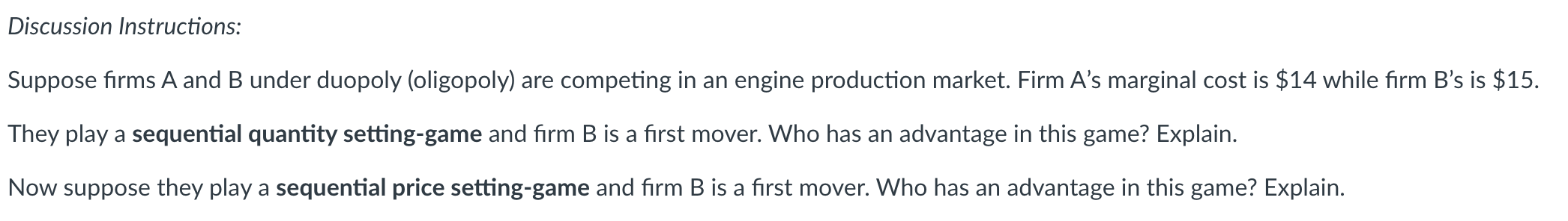 Solved Discussion Instructions:Suppose Firms A And B Under | Chegg.com ...