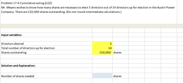 Solved Problem 17-4 Cumulative voting [LO2] Mr. Meyers | Chegg.com