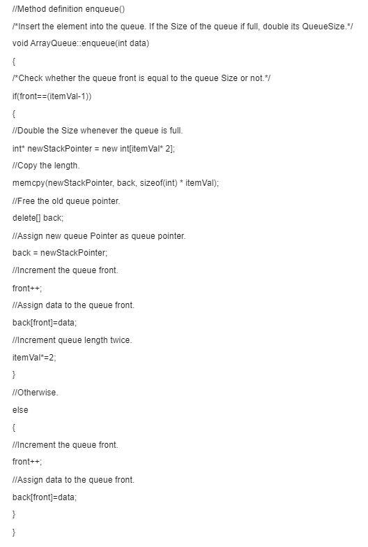 Solved . Write an array-based implementation of a queue that | Chegg.com