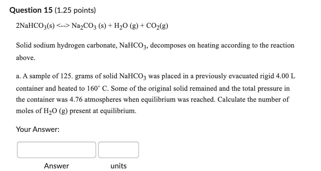 Solved 1.) CO (g) + H2(g) C(s) + H2O (g) ∆H˚ = -131 kJ | Chegg.com