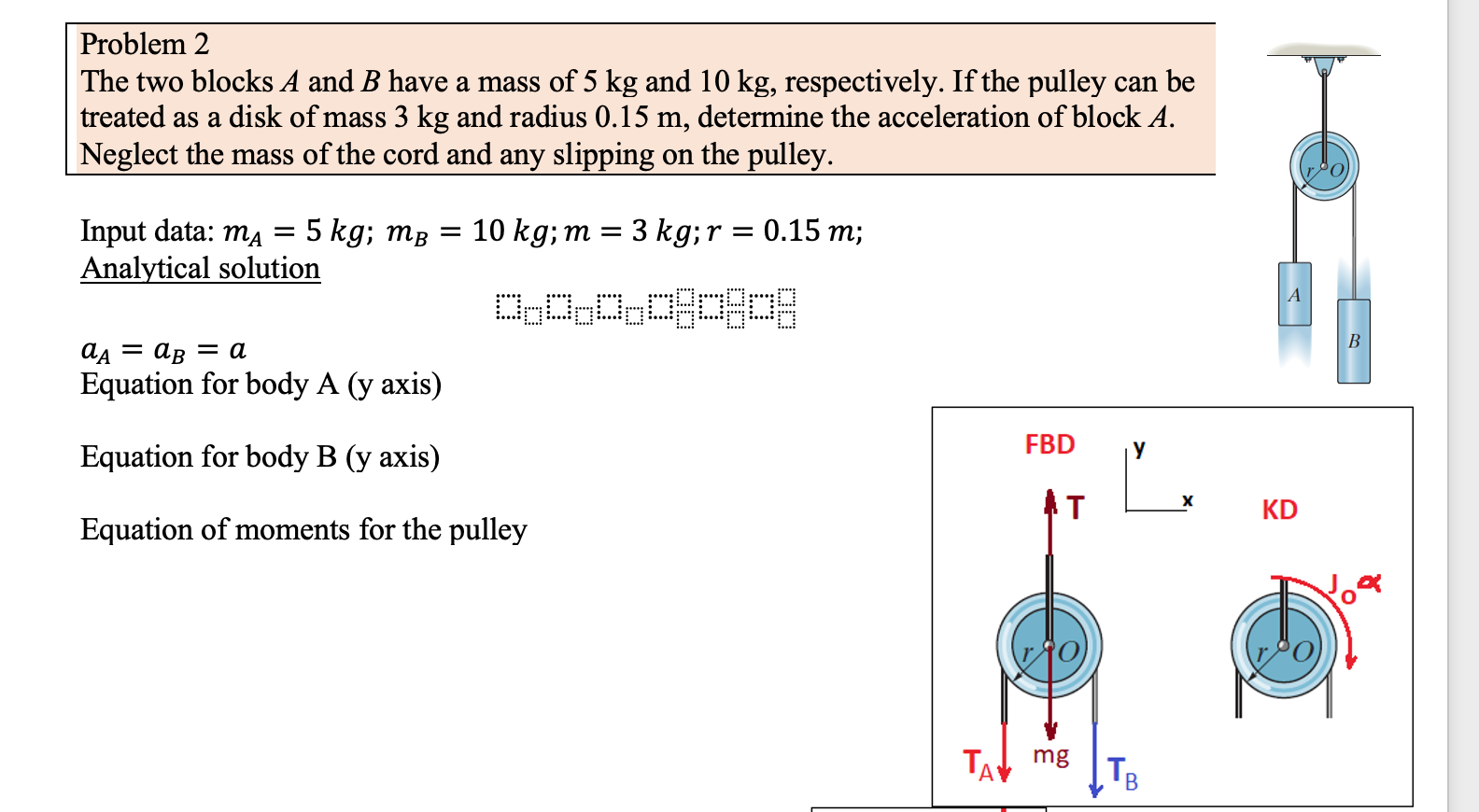 Solved Problem 2 The two blocks A and B have a mass of 5 kg | Chegg.com