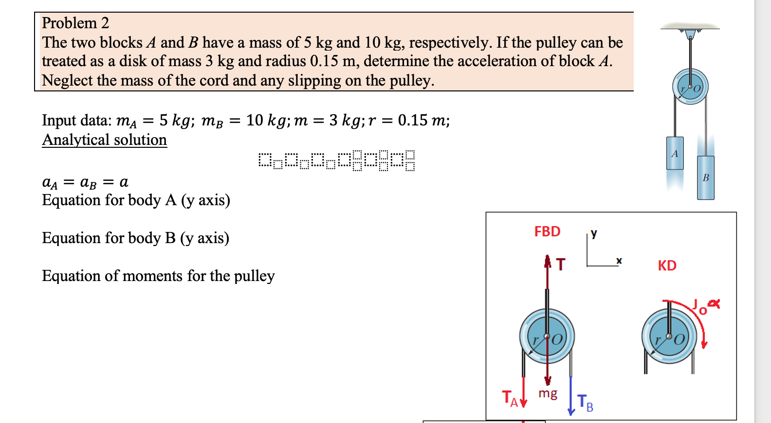 Solved Problem 2 The Two Blocks A And B Have A Mass Of 5 Kg | Chegg.com