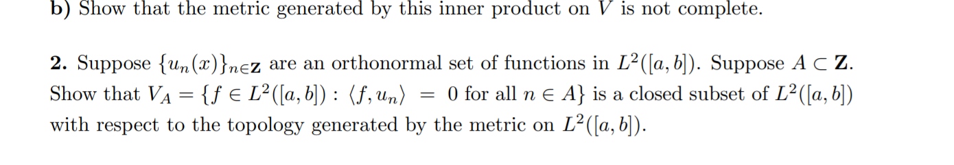 Solved B) Show That The Metric Generated By This Inner | Chegg.com