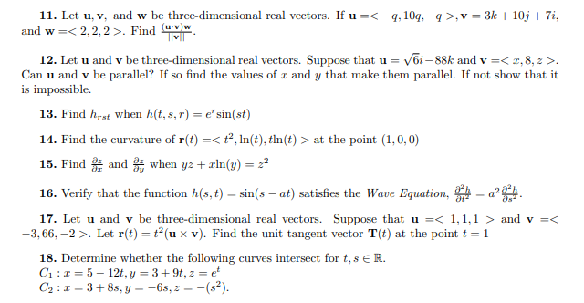 Solved 11. Let u,v, and w be three-dimensional real vectors. | Chegg.com