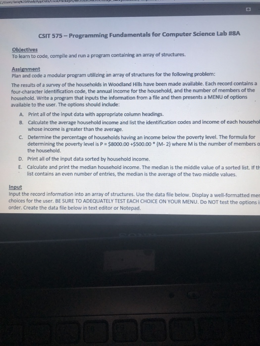 Solved CSIT 575-Programming Fundamentals for Computer | Chegg.com