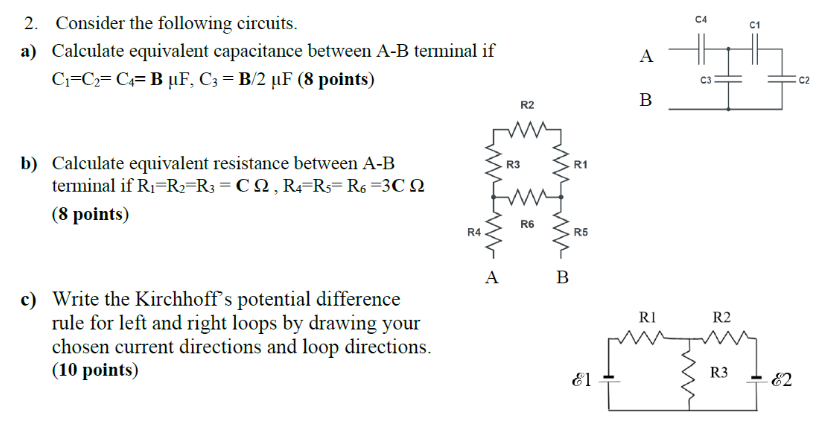 Solved 2. Consider the following circuits. a) Calculate | Chegg.com