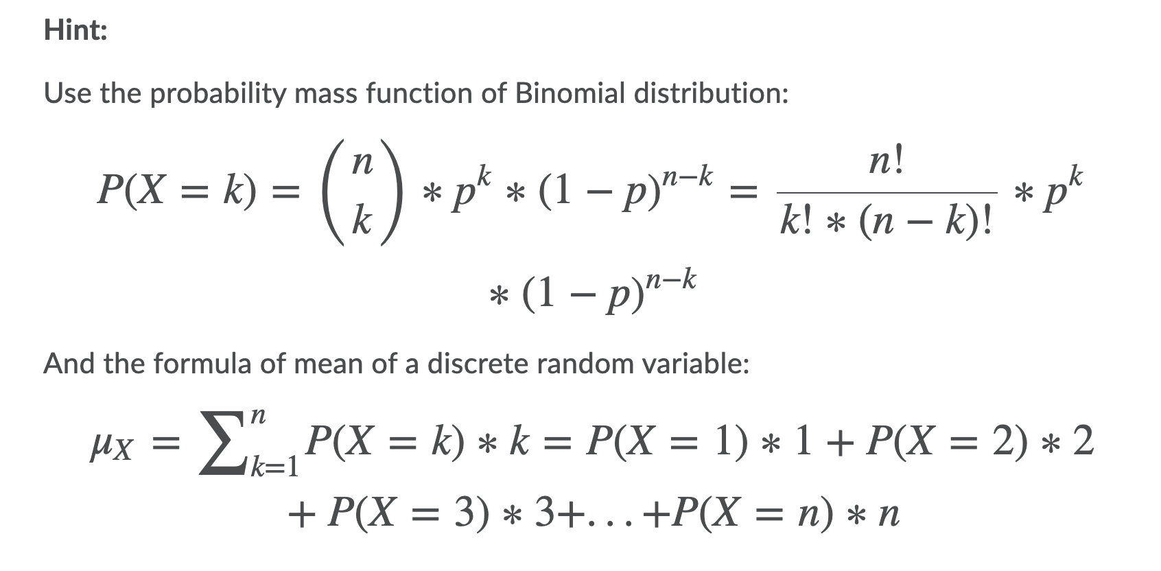 Solved Prove that the mean of Binomial distribution which | Chegg.com