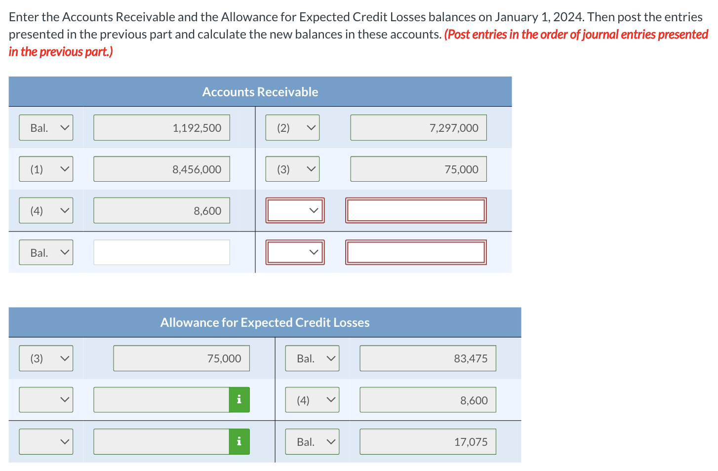 Solved Enter the Accounts Receivable and the Allowance for | Chegg.com