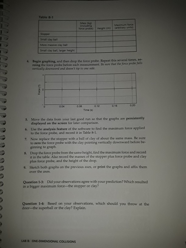 homework for lab 8 one dimensional collisions