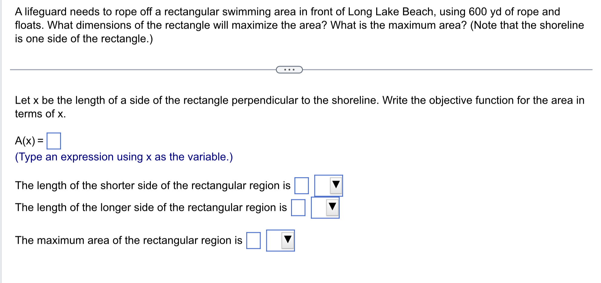 Solved A lifeguard needs to rope off a rectangular swimming | Chegg.com