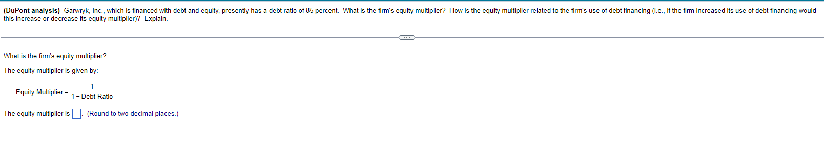 Solved this increase or decrease its equity multiplier Chegg com