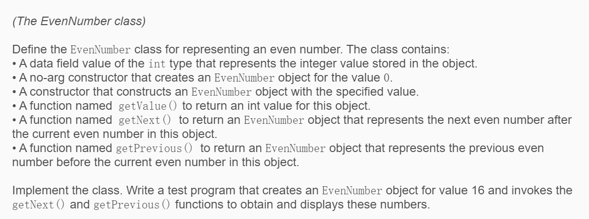 Solved (The EvenNumber class) Define the EvenNumber class | Chegg.com
