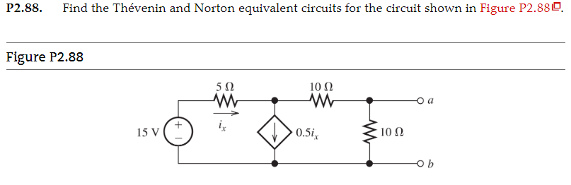 Solved Find the Thévenin and Norton equivalent circuits for | Chegg.com