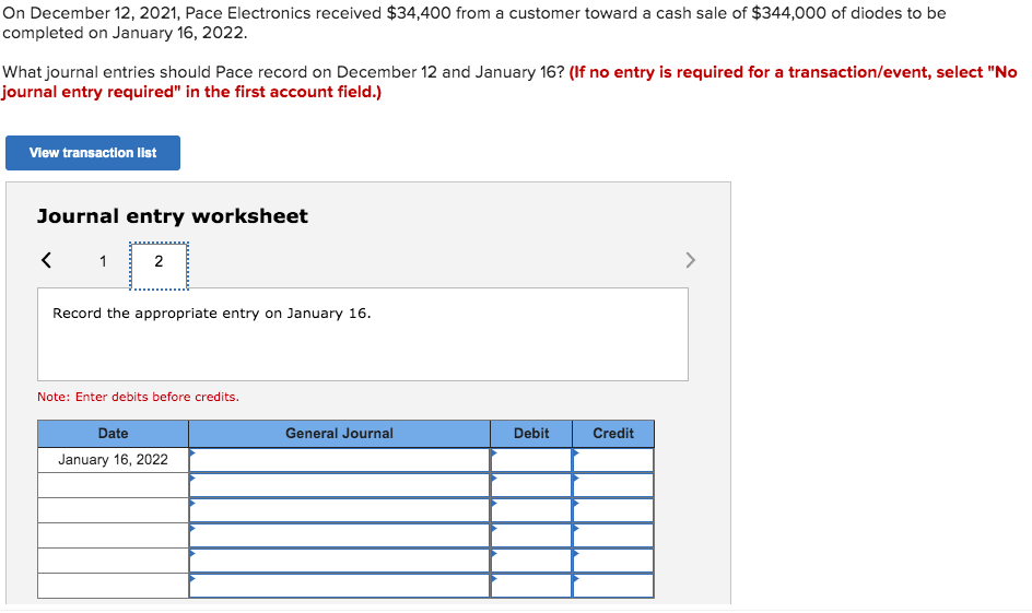 Solved On December 12 2021 Pace Electronics Received Chegg