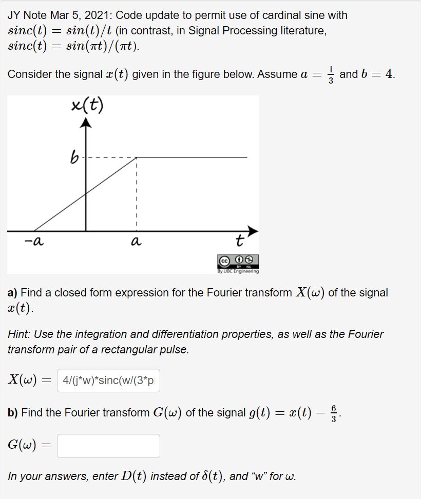 Solved Sinc T Sin T T In Contrast In Signal Processin Chegg Com