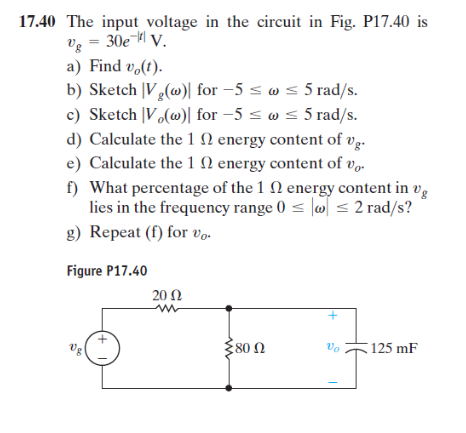 Solved 17 40 The Input Voltage In The Circuit In Fig P17 Chegg Com