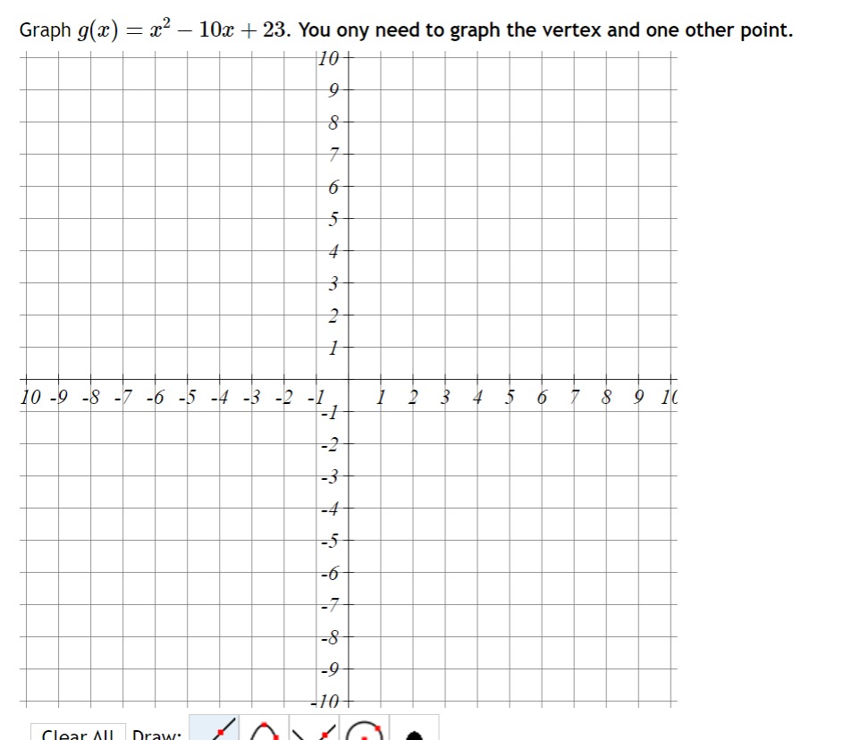 Solved Graph g(x)=x2-10x+23. ﻿You ony need to graph the | Chegg.com