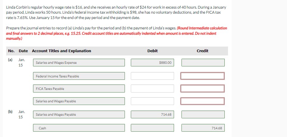 Solved Linda Corbin's Regular Hourly Wage Rate Is $16, And | Chegg.com