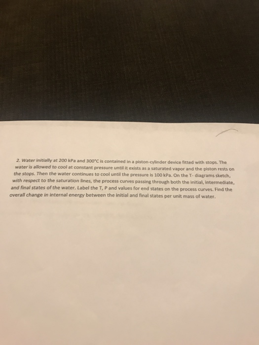 Solved 2. Water initially at 200 kPa and 300*C water is | Chegg.com