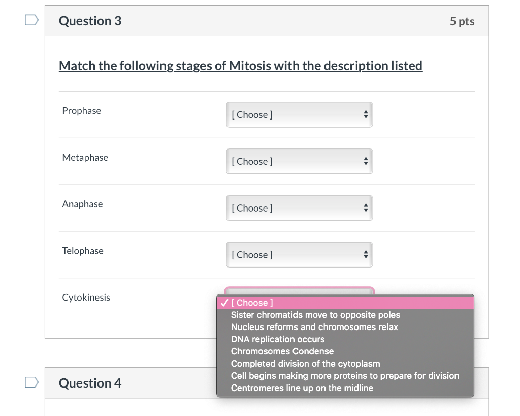 Solved Question 3 5 pts Match the following stages of | Chegg.com