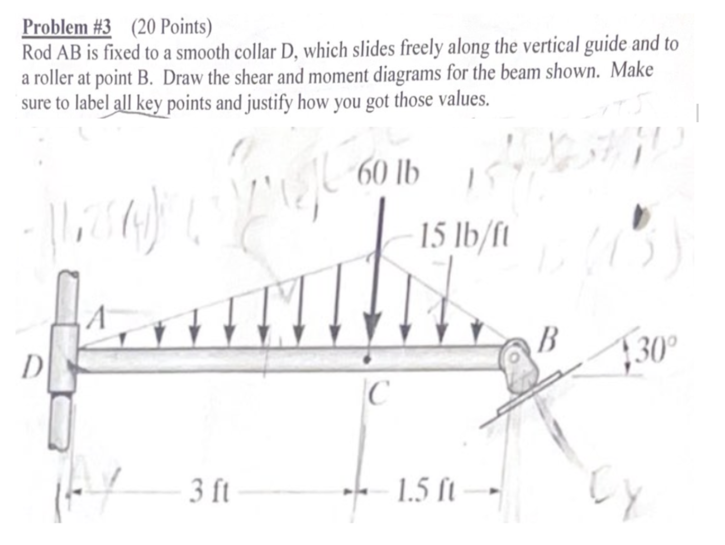 Solved Problem \#3 (20 Points) Rod AB Is Fixed To A Smooth | Chegg.com