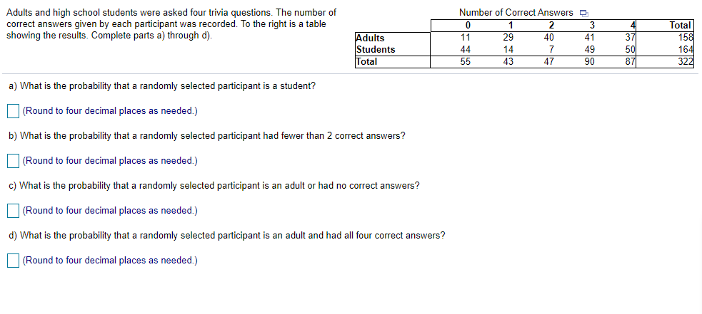 Solved Adults And High School Students Were Asked Four Chegg Com