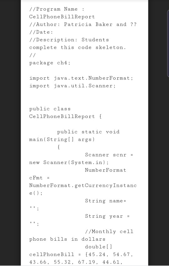 Solved Instructions: Download the starting code Cell Phone | Chegg.com