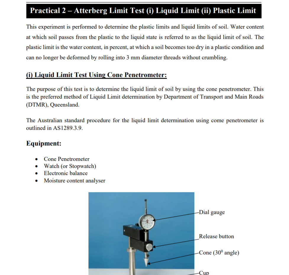 Solved Practical 2 - Atterberg Limit Test (i) Liquid Limit | Chegg.com