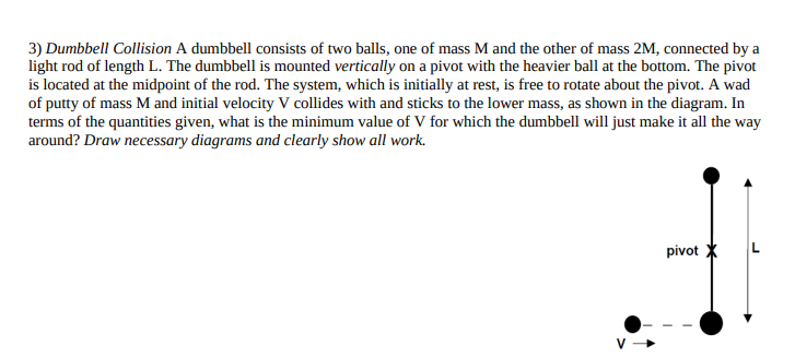 Solved 3) Dumbbell Collision A Dumbbell Consists Of Two | Chegg.com