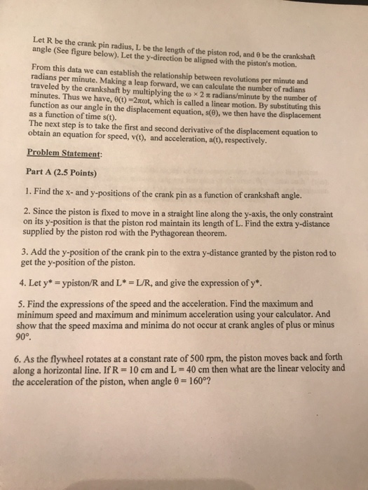Solved Displacement Piston Piston Rod ← Journal Rotation of
