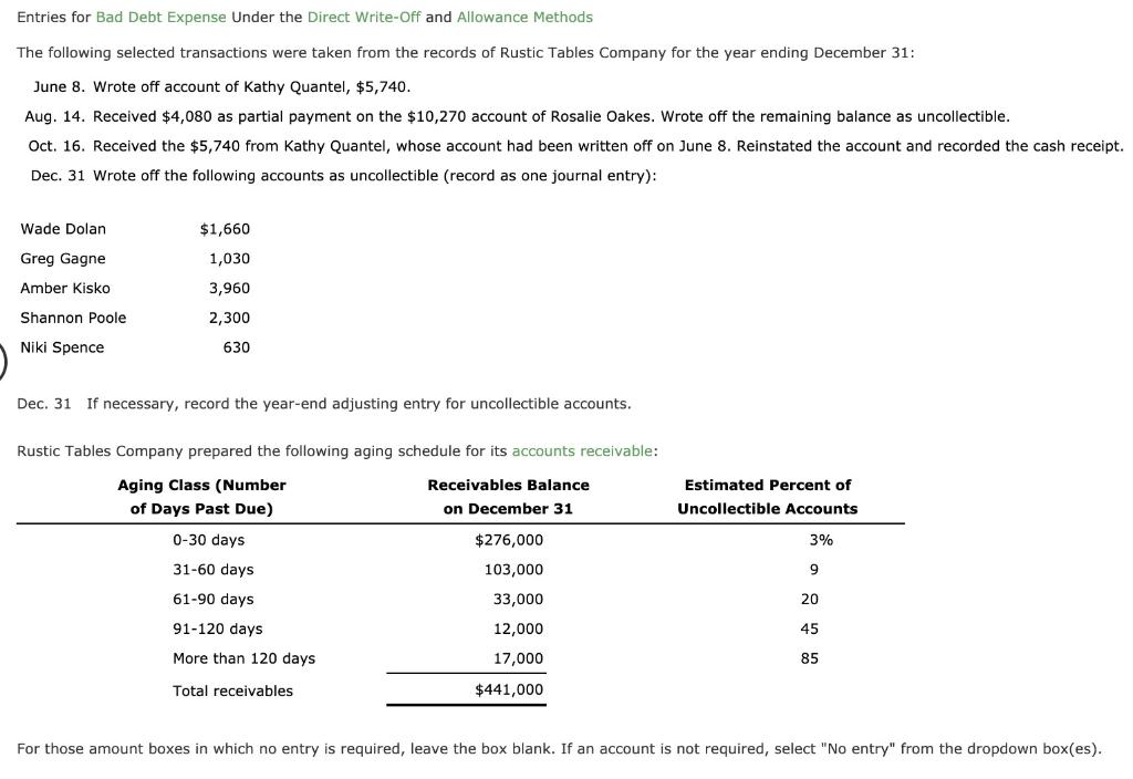 solved-entries-for-bad-debt-expense-under-the-direct-chegg