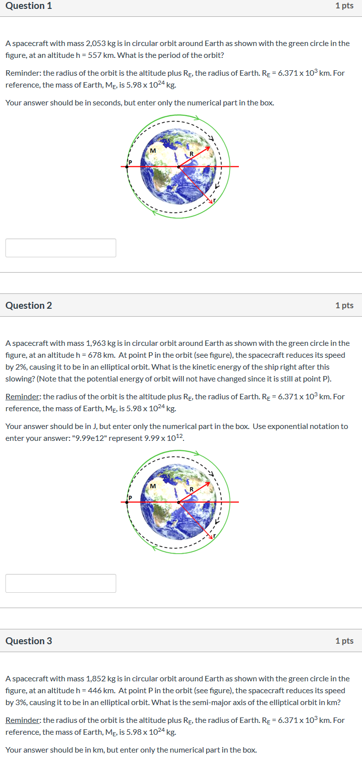 Solved Question 1 1 Pts A Spacecraft With Mass 2 053 Kg I Chegg Com