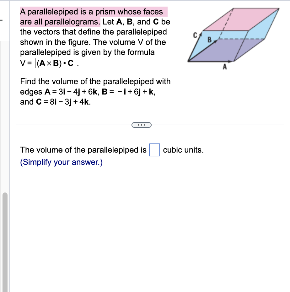 Solved A parallelepiped is a prism whose faces are all | Chegg.com