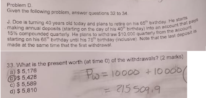 Solved Problem D. Given the following problem, answer | Chegg.com