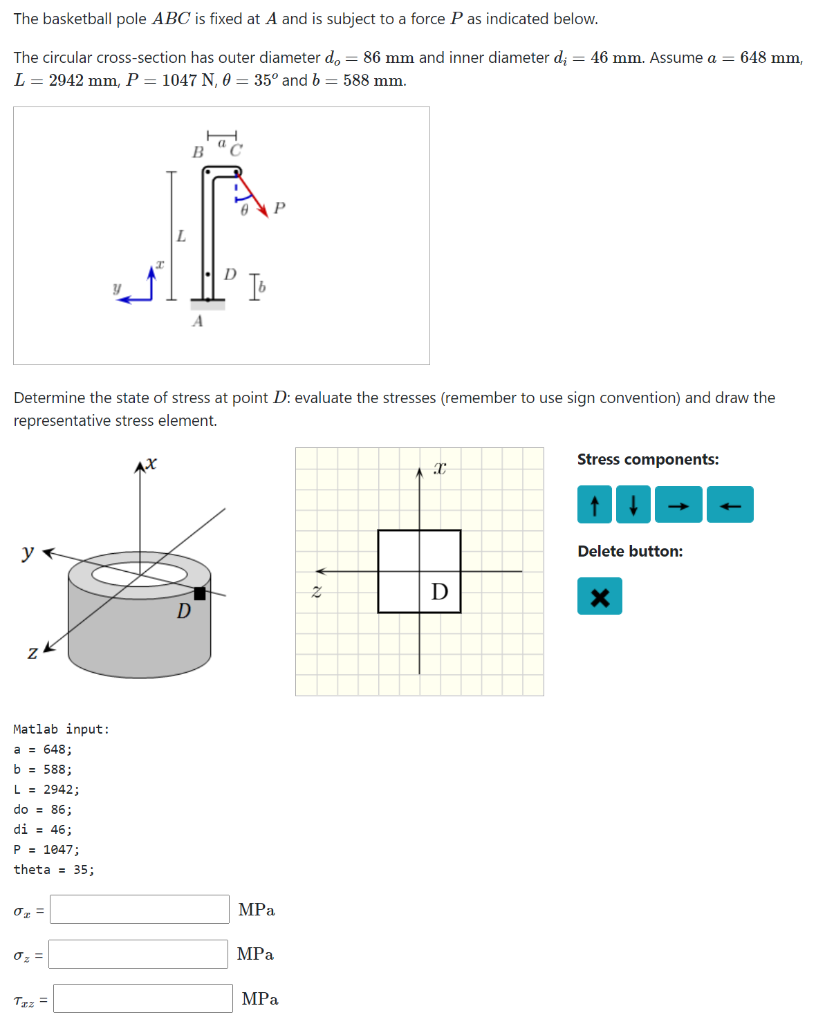 Solved The basketball pole ABC is fixed at A and is subject