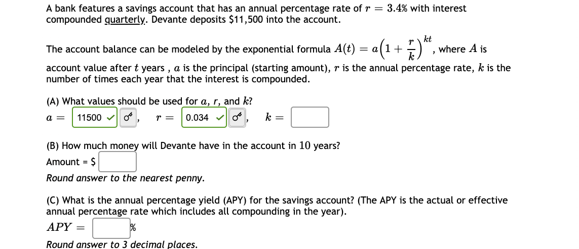 Solved A Bank Features A Savings Account That Has An Annual 0844