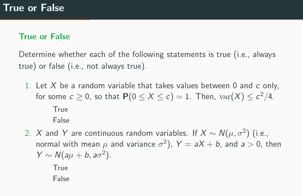 Solved True Or False True Or False Determine Whether Each Of Chegg