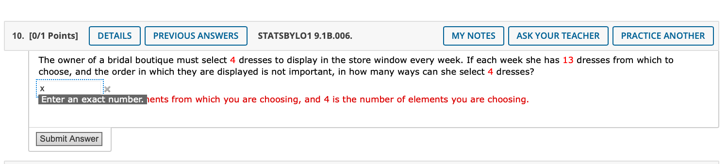 Solved 10. [0/1 Points] DETAILS PREVIOUS ANSWERS STATSBYLO1 | Chegg.com