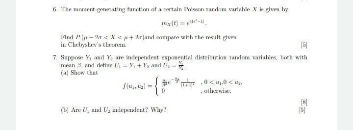 Solved 6. The Moment-generating Function Of A Certain | Chegg.com