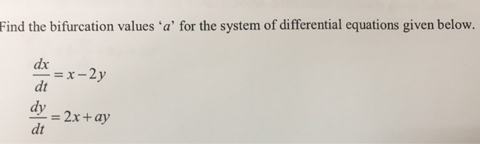 Solved Find The Bifurcation Values 'a' For The System Of | Chegg.com