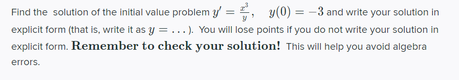 Solved Find the solution of the initial value problem y' = , | Chegg.com