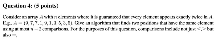 Solved Question 4: (5 points) Consider an array A with n | Chegg.com