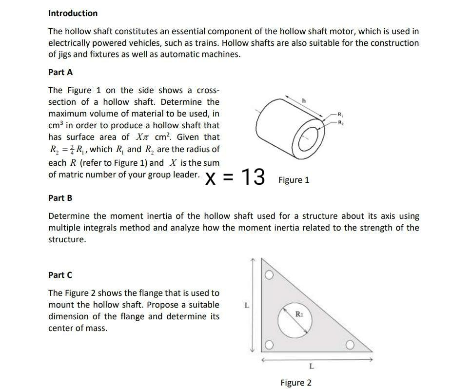 Solved Introduction The Hollow Shaft Constitutes An | Chegg.com