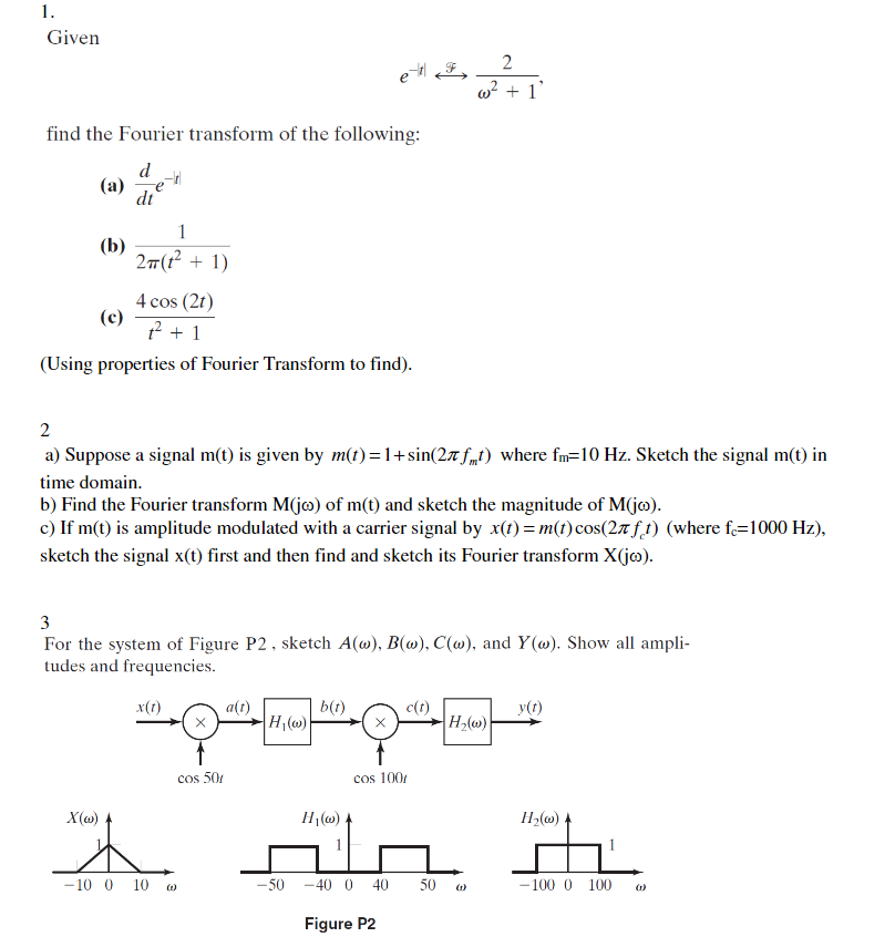 Solved Given Find The Fourier Transform Of The Following: | Chegg.com