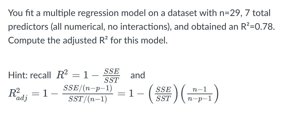 Solved You fit a multiple regression model on a dataset with | Chegg.com