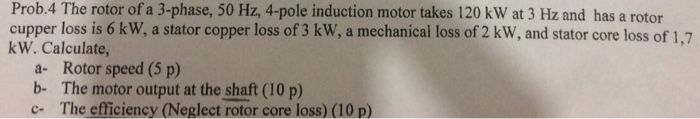 Solved Prob.4 The rotor of a 3-phase, 50 Hz, 4-pole | Chegg.com