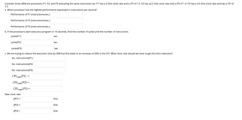 Solved Consider three different processors P1, P2, and P3 | Chegg.com