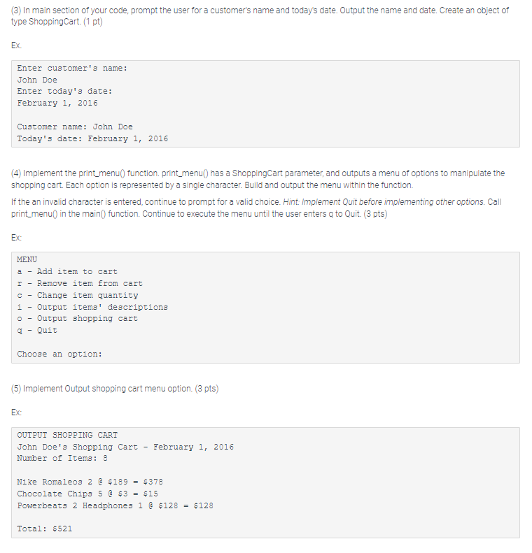Solved 7.17 LAB: Online shopping cart - Part 2 Instructor | Chegg.com