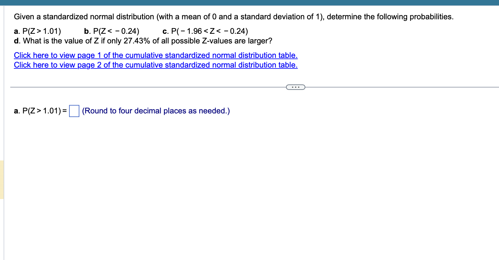 Solved cumulative standardized normal distribution table chegg