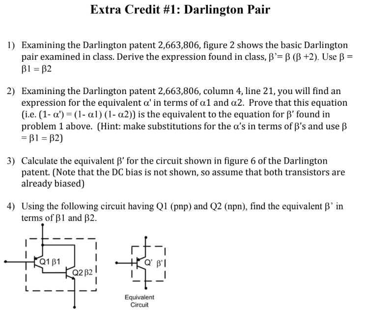 Extra Credit 1 Darlington Pair 1) Examining the